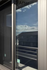 外窓ガラスの掃除後、視界すっきりキレイ